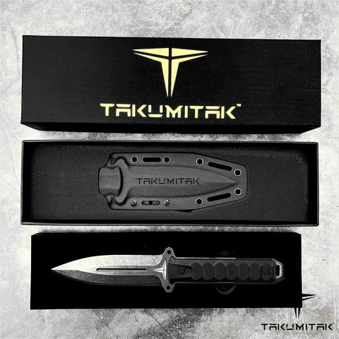 TAKUMITAK 11" Fixed Blade Knife Full Tang D2 Blade 4.71mm Spear Point Blade G10 Handle Kydex Sheath Hunting Knife