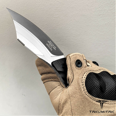 TAKUMITAK 10" Fixed Blade Knife Full Tang D2 Blade 4.90mm Clip Point Blade G10 Handle Kydex Sheath Emergency Knife Survival Knife