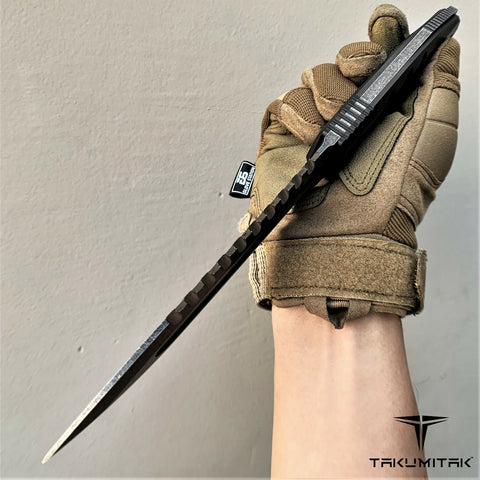 TAKUMITAK 11" Fixed Blade Knife Full Tang D2 Blade 4.79mm Drop Point Blade G10 Handle Kydex Sheath Tactical Knife EDC Bushcraft Go Bag Knife