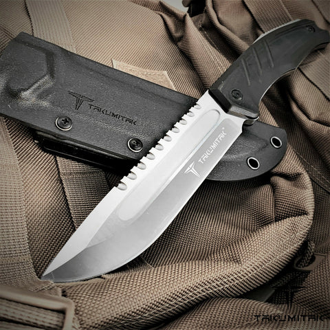 TAKUMITAK 11" Fixed Blade Knife Full Tang D2 Blade 4.79mm Drop Point Blade G10 Handle Kydex Sheath Hunting Knife Survival Knife EDC Bushcraft Go Bag Knife