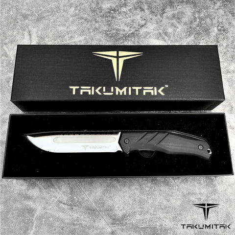 TAKUMITAK 11" Fixed Blade Knife Full Tang D2 Blade 4.79mm Drop Point Blade G10 Handle Kydex Sheath Tactical Knife EDC Bushcraft Go Bag Knife