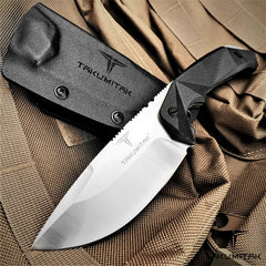 Takumitak 8.75" Fixed Blade Knife Full Tang D2 Blade 4.90mm Drop Point Blade G10 Handle Kydex Sheath Survival Knife Emergency Knife EDC Bushcraft Go Bag Knife