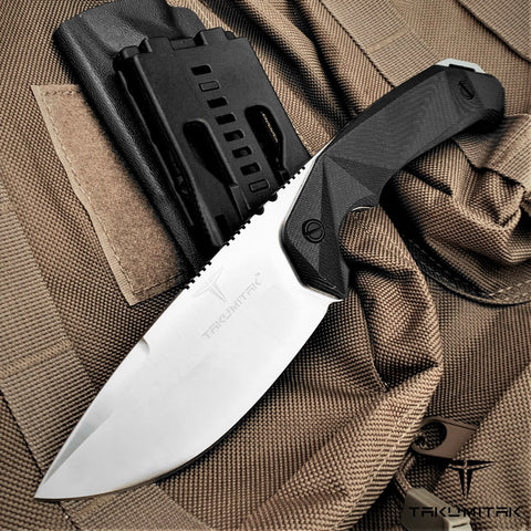 9 Tactical Knife FIXED BLADE KNIFE w/ Kydex Sheath Coyote Brown Survival  Knife