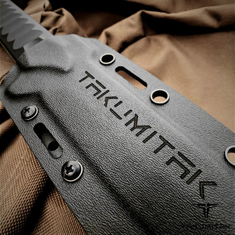 Takumitak 11" Fixed Blade Knife Full Tang Serrated D2 Blade 4.71mm Clip Point Blade G10 Handle Kydex Sheath Survival Knife Rescue Knife EDC Bushcraft Go Bag Knife