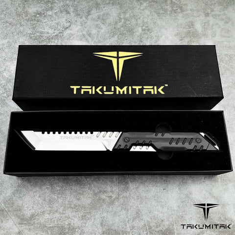 Takumitak 12.25" Fixed Blade Knife Full Tang D2 Blade 4.97mm Tanto Blade G10 Handle Kydex Sheath Hunting Knife Camping Knife EDC Bushcraft Go Bag Knife