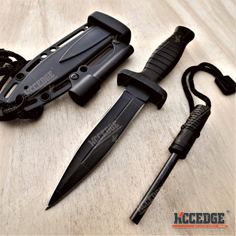 7" Double Edge Slim Boot Knife Fixed Blade Knife With Removeable Fire Starter