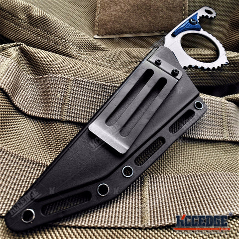 7" Fixed Blade Knife With Titanium Gray Two Tone Blade And Kydex Sheath w/ Belt Clip