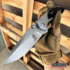 Image of 8" Pocket Knife With 3.5" Drop Point Blade Full Steel Handle With Wood Overlay On One Side