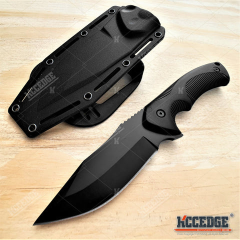 9" Fixed Blade Knife Full Tang Drop Point Blade w/ Kydex Pressure Retention Sheath