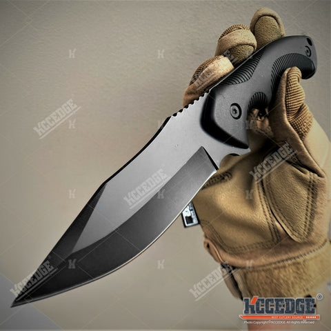 9" Fixed Blade Knife Full Tang Drop Point Blade w/ Kydex Pressure Retention Sheath
