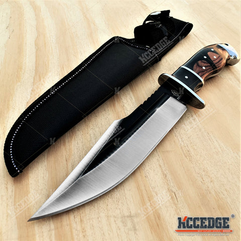  MADSABRE 12.2 inch Tactical Full Tang Fixed Blade Knife with  Sheath for Outdoor Survival Camping Fishing Hunting Knives Copper Head  Wooden Handle : Sports & Outdoors