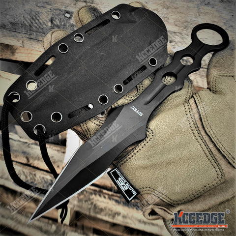11 3/4 Tactical Fixed Blade Knife Partially Serrated Edge On Spear Po –  KCCEDGE