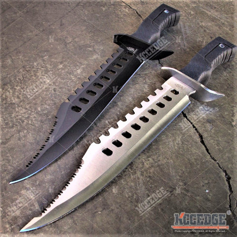 17" Stainless Steel Bowie Razor Blade Hunting Tactical Knife with Sheath