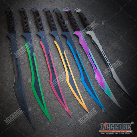 27" Ninja Sword Katana Machete Full Tang Blade HUNTING TACTICAL Technicolor with Sheath
