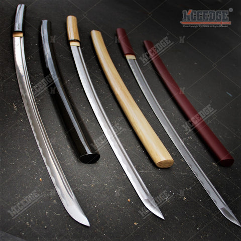 USA STOCK 40" Sharp Handmade Japanese Shirasaya Sword Onikiri Samurai Katana w/ Lacquered Wood Handle & Scabbard