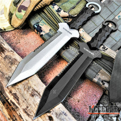 12" Tactical Knife Full Tang Fixed Blade Knife Partially Serrated Edge Survival Knife