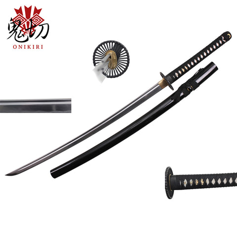 HANDMADE WAKIZASHI Onikiri Japanese SWORD w/ Empire Wheel TSUBA & Ray Skin Handle