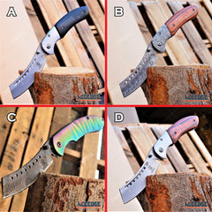 Camping Hunting Assisted Open 8" Pocket Folding Knife CLEAVER SHAVER STYLE Blade EDC KNIFE