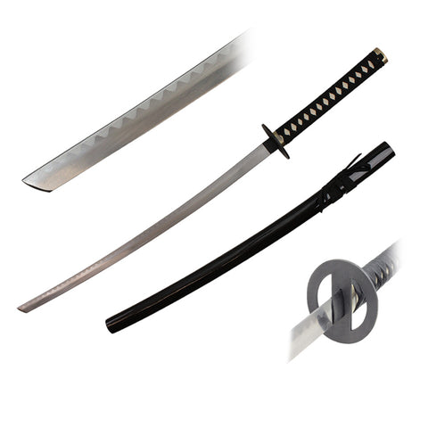 41" REVERSED BLADE Hand Forged Japanese Onikiri SAMURAI SWORD w/TSUBA Black Saya