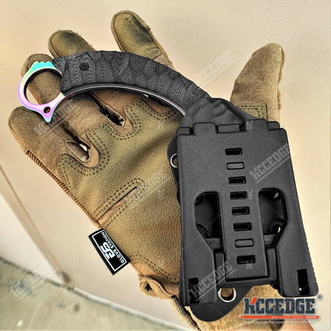 6.5" Full Tang Karambit Fixed Blade Knife G10 Handle Molle Clip Tactical Knife