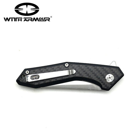 8" Tactical Knife Satin Finish D2 Steel Blade with Ball Bearing System Paired With G10 Handle Scales And Carbon Fiber