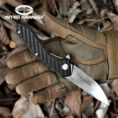 8" Tactical Knife Satin Finish D2 Steel Blade with Ball Bearing System Paired With G10 Handle Scales And Carbon Fiber