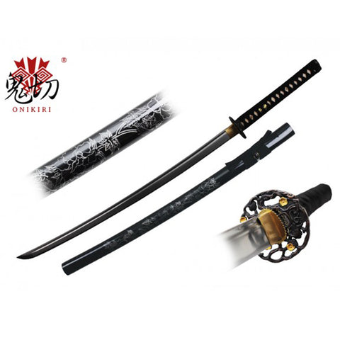 41" HANDMADE ONIKIRI COLLECTIBLE Samurai Katana SWORD w/ TSUBA Hand-painted SAYA