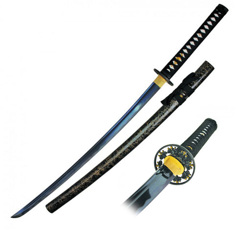 41.5" Handmade Japanese ONIKIRI KATANA SAMURAI SWORD LEAF TSUBA Ray Skin Handle