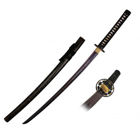 41.5" Handmade Japanese ONIKIRI KATANA SAMURAI SWORD LEAF TSUBA Ray Skin Handle