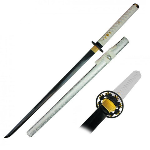 41.5" Handmade Japanese ONIKIRI KATANA SAMURAI SWORD LEAF TSUBA Ray Skin Handle