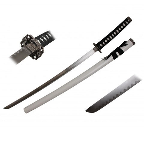 40" FULL TANG HANDMADE KATANA NINJA Sword w/ Dragon Tsuba Real Ray Skin Handle